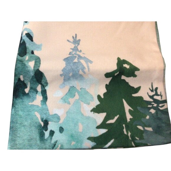 2 Foggy Forest Canvas Sofa Pillow Covers Green & Blue Tree Watercolor.17” X 17” - Picture 1 of 2